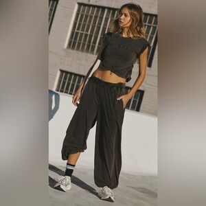 Free People Movement Hot Shot Crossover 2-Piece Set Distressed Black Size Small